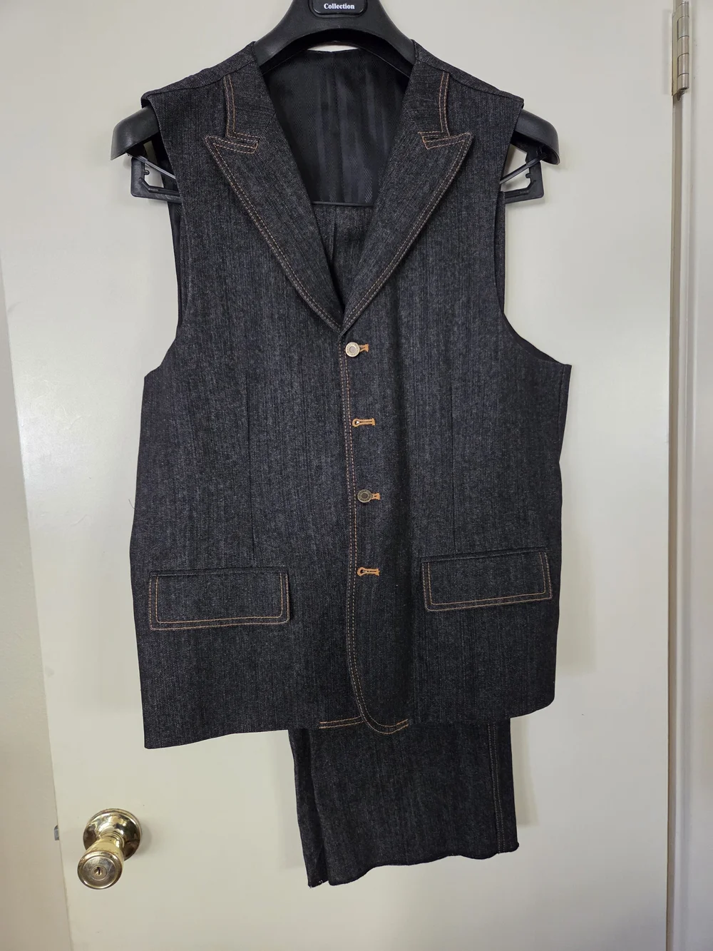Royal Diamond Collection Men's 3-Piece Black Jean Suit